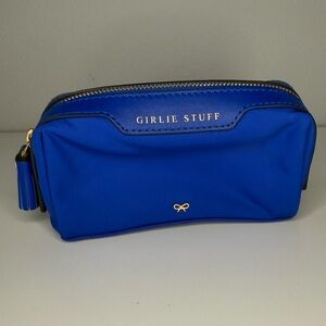 NEW ANYA HINDMARCH girlie stuff pouch in royal blue nylon